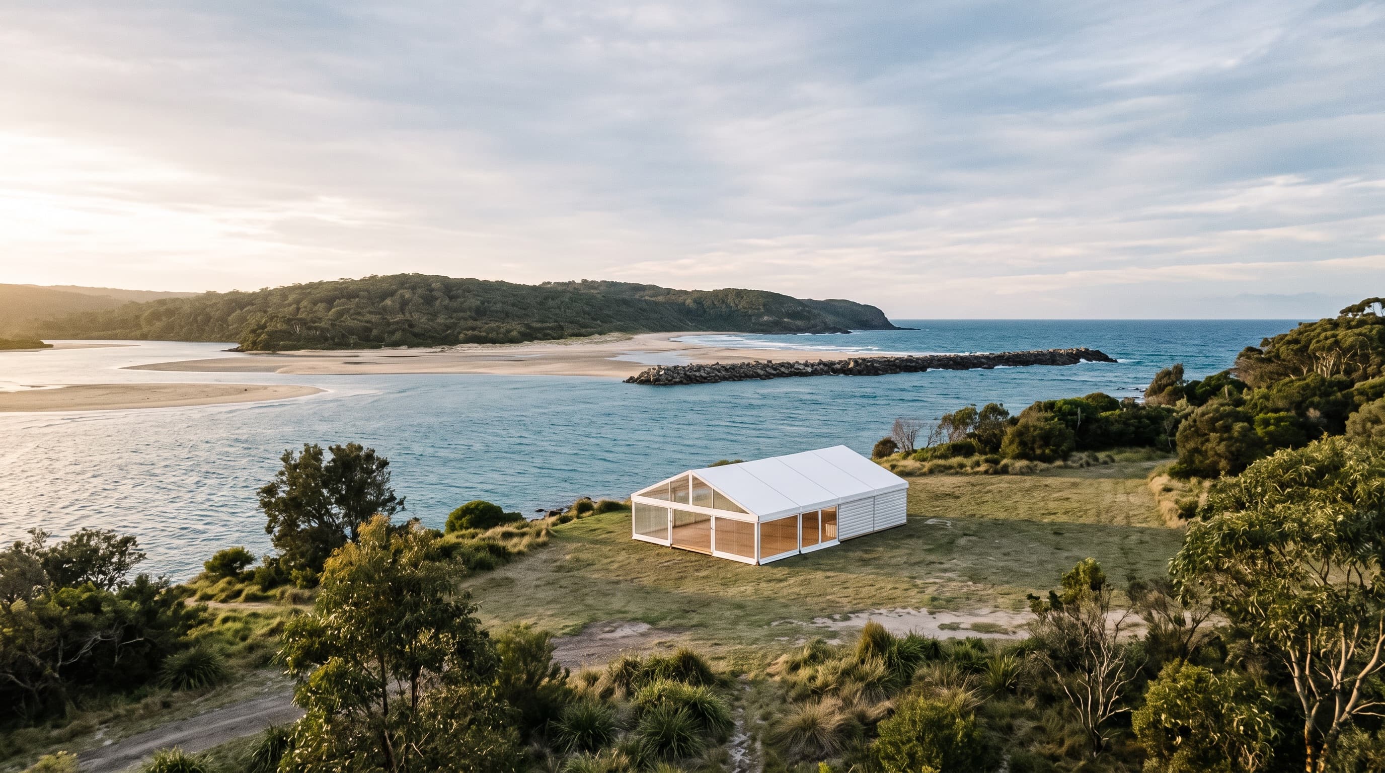 Marquee above the estuary at Nambucca Heads