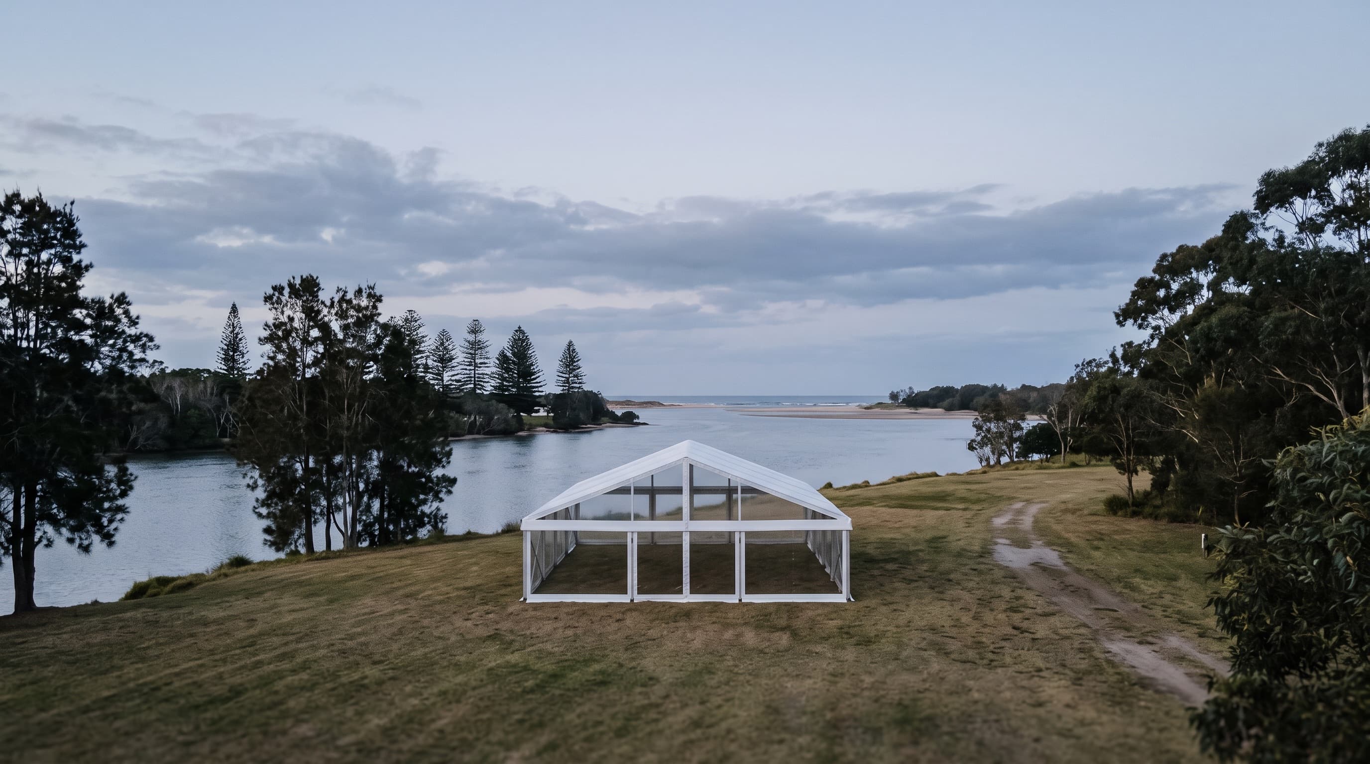 Marquee on a riverside reserve at Port Macquarie